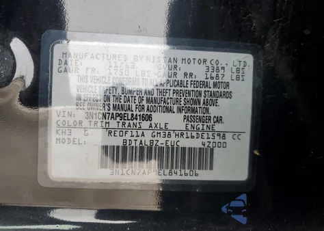 2014 Nissan Versa S z USA, uszkodzony, nr VIN 3N1CN7AP9EL841606